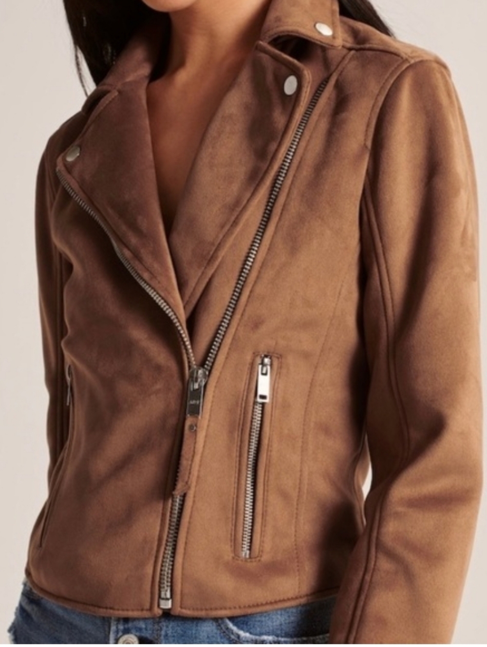 Abercrombie & Fitch Tan Jacket Moto Bike Motorcycle